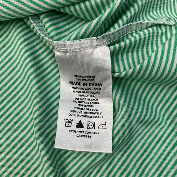 FootJoy FJ Polo Shirt Mens L Large Athletic Fit Green White Striped Performance - Picture 6 of 12
